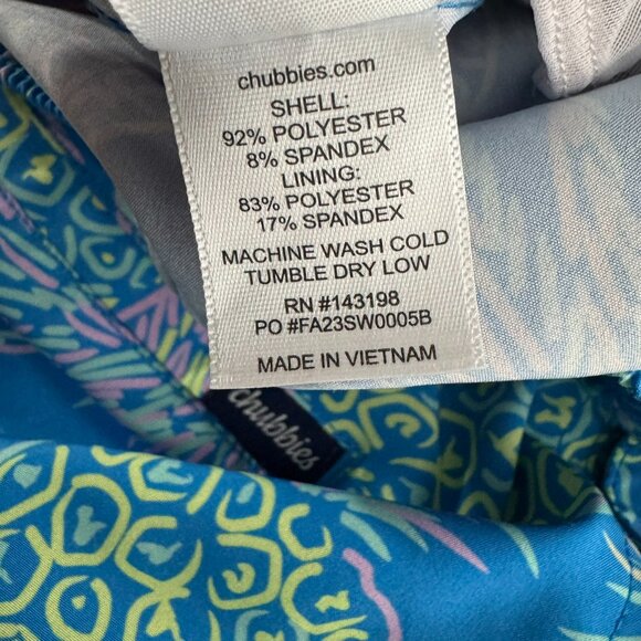 Chubbies‎ The Bay Breezes Swim Trunks Shorts Mens XL Pineapple Blue SS-1859 - Picture 9 of 9